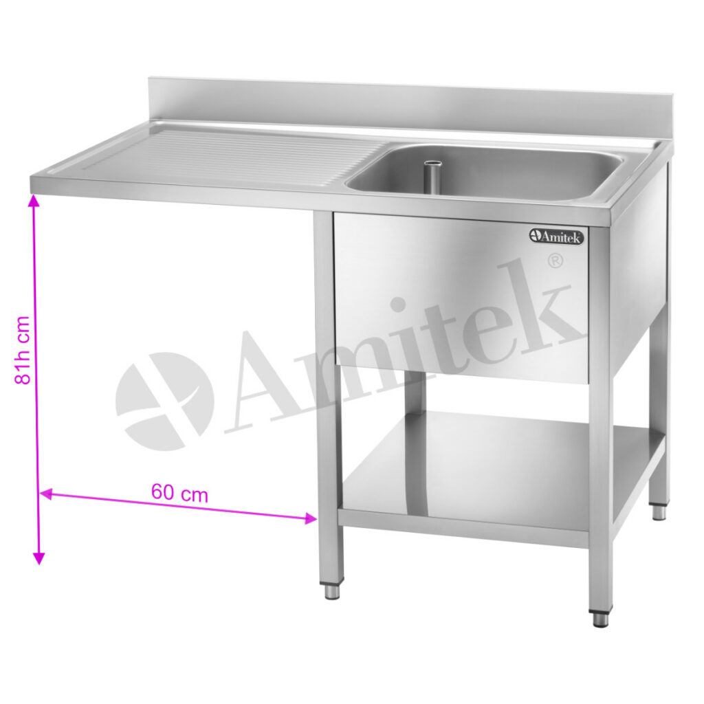 Inox sudopera Amitek LTA 127L1 VT — jednodelna, 1200x700x950mm