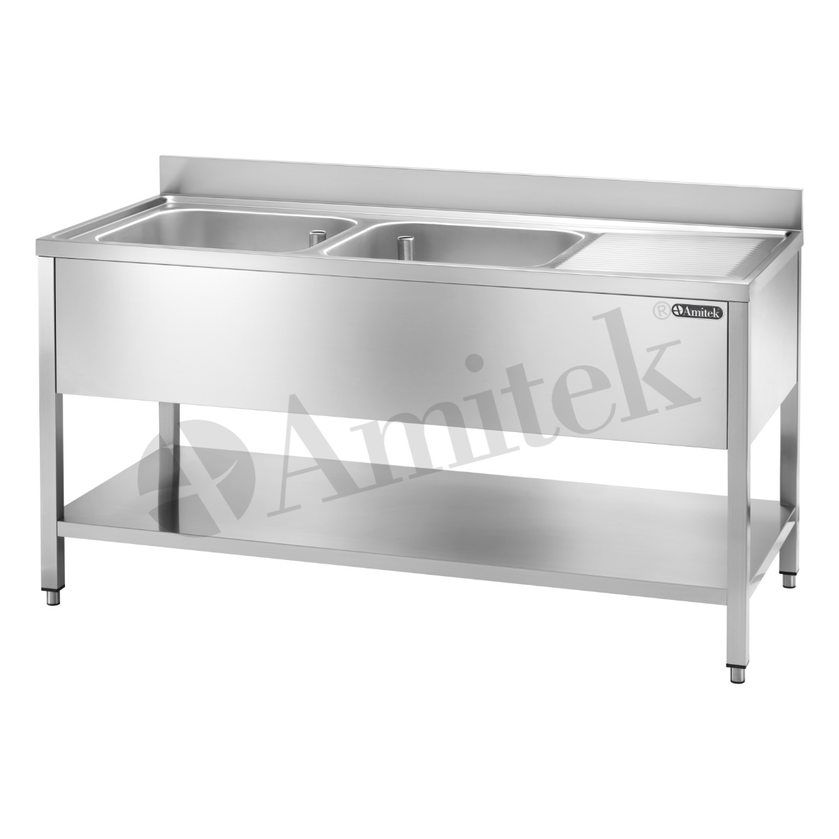 Inox sudopera Amitek LTB 167L2 VT — dvodelna sa ocedjivačem, 1600x700x950 mm — inox nameštaj i sudopere, Beograd