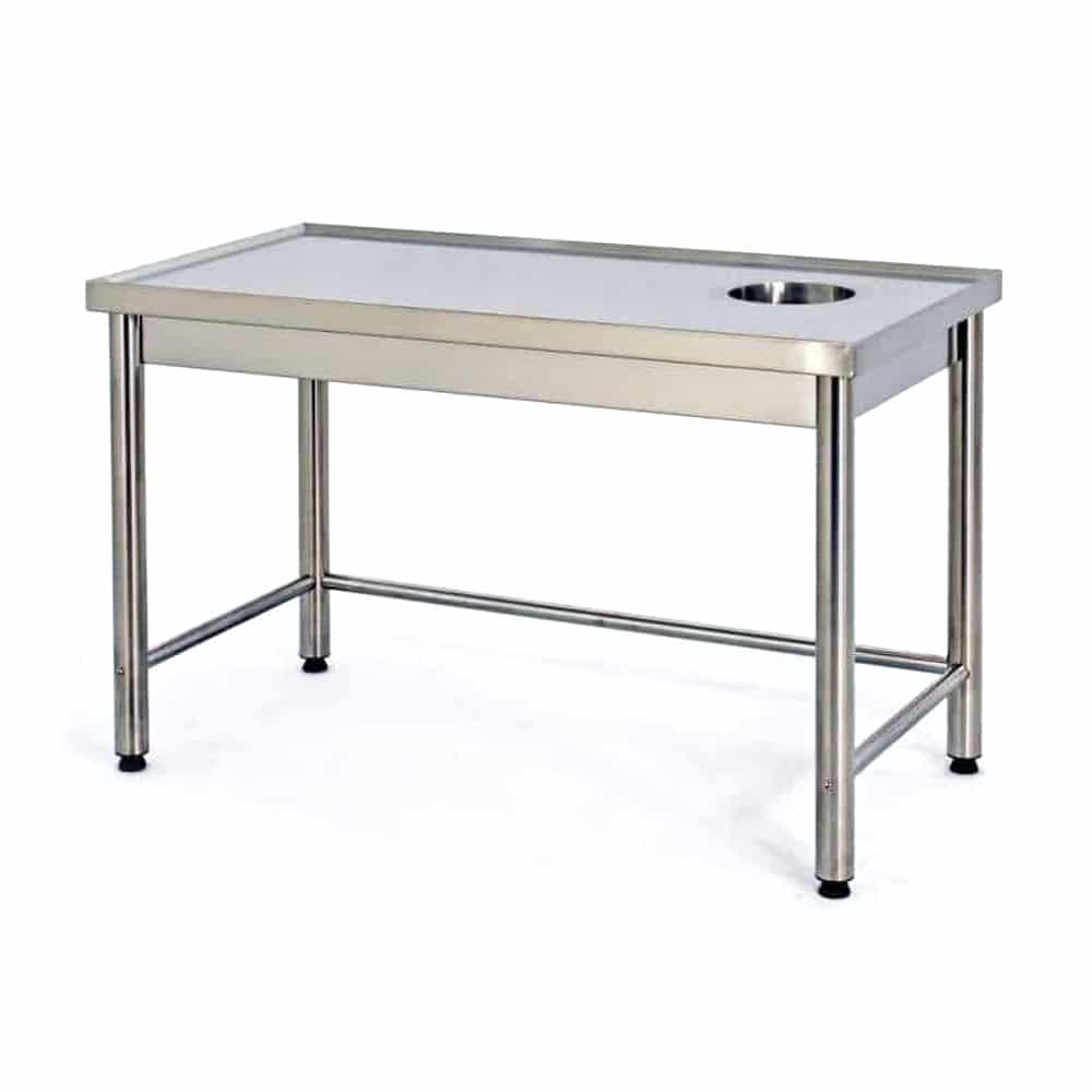 Radni sto inox sa otvorom za otpatke — 120/140/160 cm — inox nameštaj i sudopere, Beograd