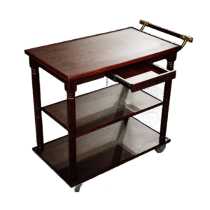 Servisna konobarska kolica sa tri etaže, drvo i inox — 88x50x98 cm