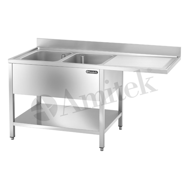 Sudopera Amitek LTA 167L2 VT — dvodelna, 1600x700x950 mm — inox nameštaj i sudopere, Beograd