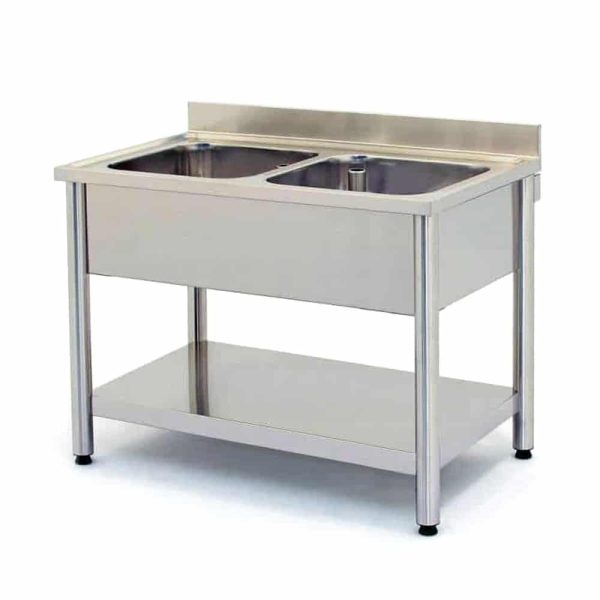 Dvodelna inox sudopera, 120/140/160x70x85 cm