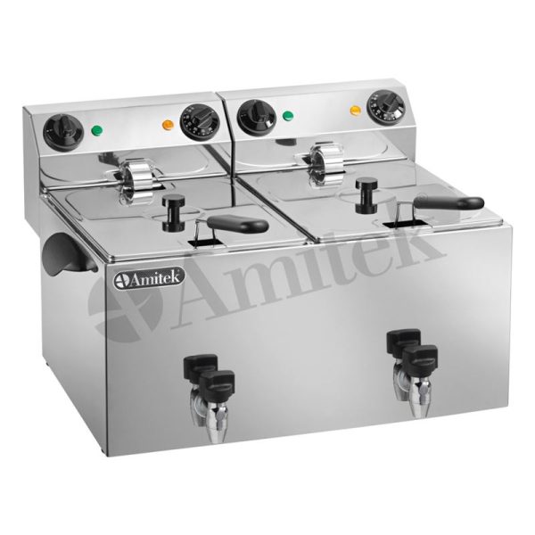Friteza Amitek FC100L — dvodelna stona, 10+10 l