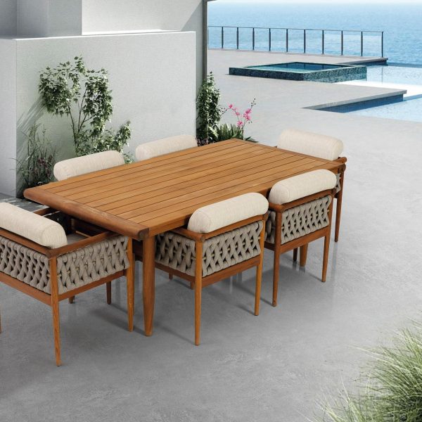 Trpezarijski set Knob — sto i 6 stolica, iroko drvo